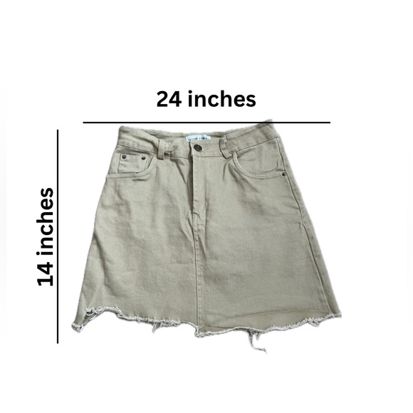 khaki beige tan distressed mini skirt - Picture 3 of 5